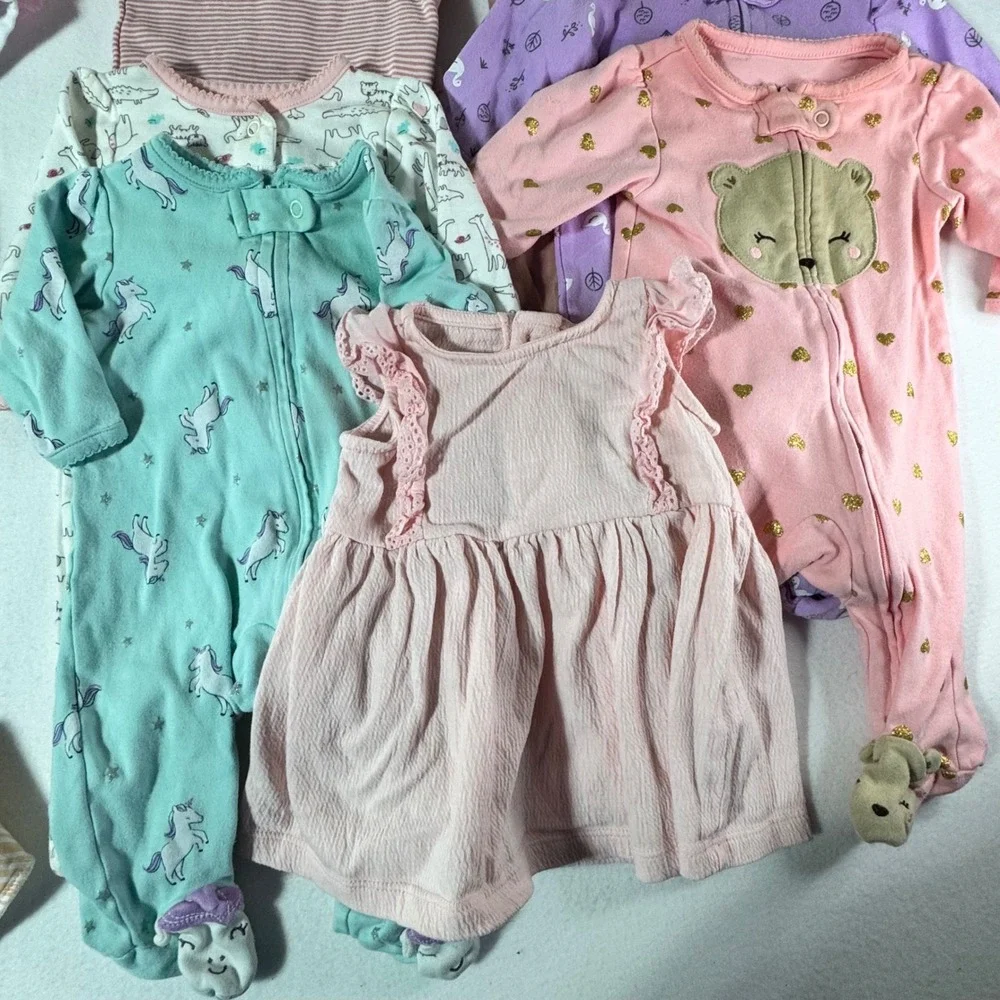 Mixed Baby Girl Clothing Lot Sleepers Tutu Dress Leggings Copper Pearl Bib Set